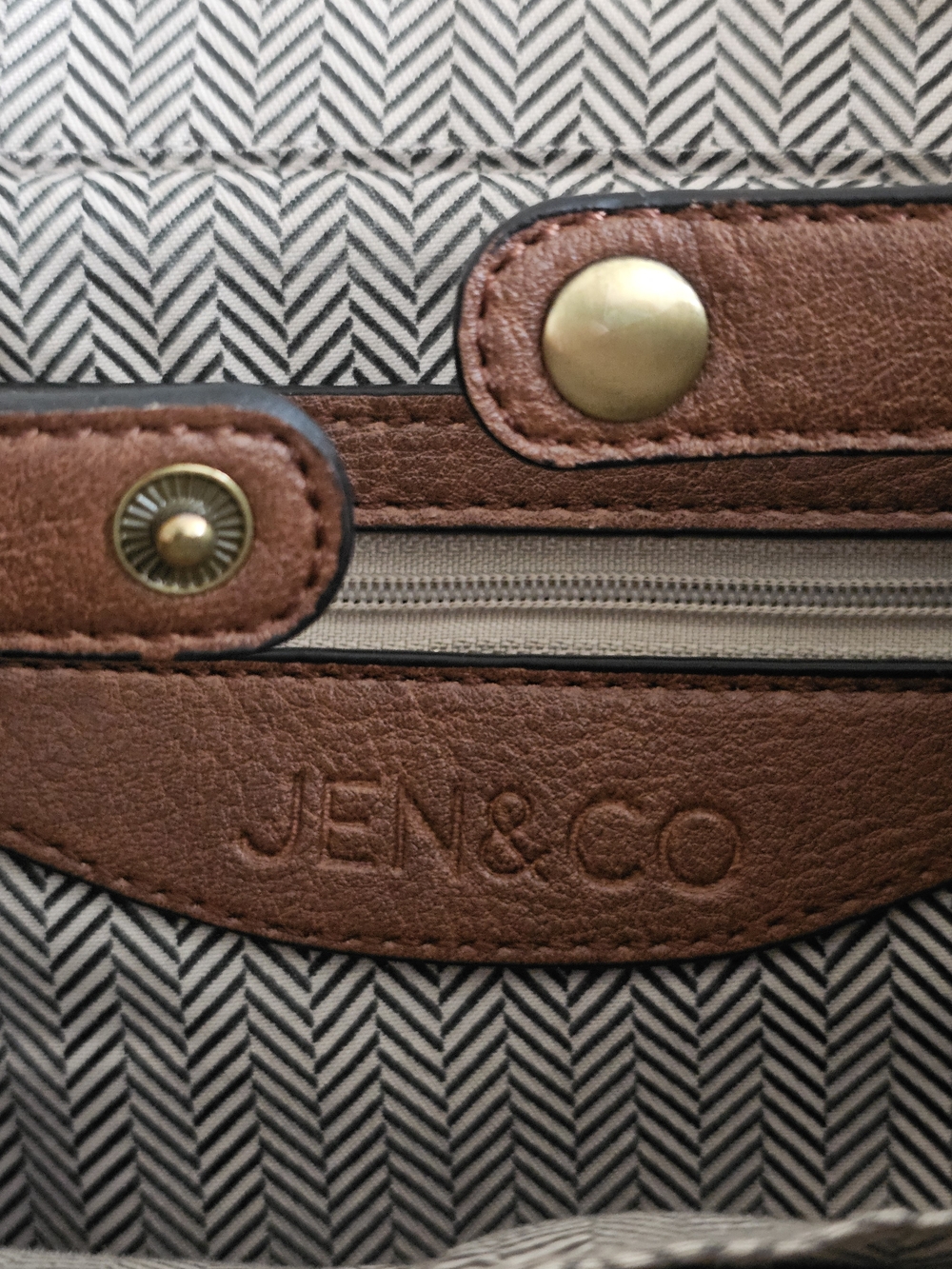 Jen & Co Convertible Top-Handle Satchel in Coral with Brown Trim - Picture 5 of 7